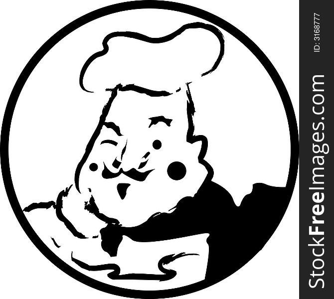 A Grunge Chef Winking Within A Circle