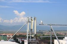 Seagull Standing Near Antennas Royalty Free Stock Images Seagull Standing Near Antennas Royalty Free Stock Images