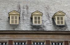 Three Shuttered Windows On Roof Stock Photos