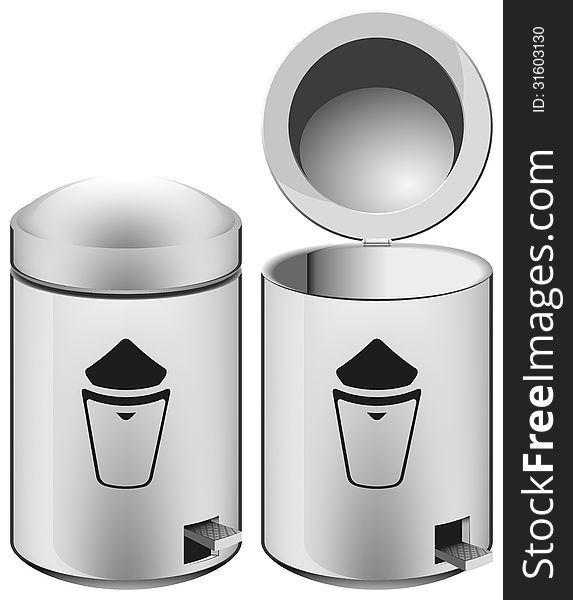 Metal trash bin isolated illustration eps 10. Metal trash bin isolated illustration eps 10