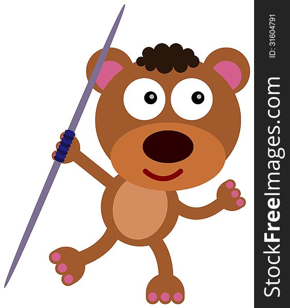 Illustration of a bear as a javelin thrower. Illustration of a bear as a javelin thrower