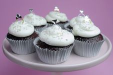Wedding Theme Chocolate Red Velvet Cupcakes Royalty Free Stock Image