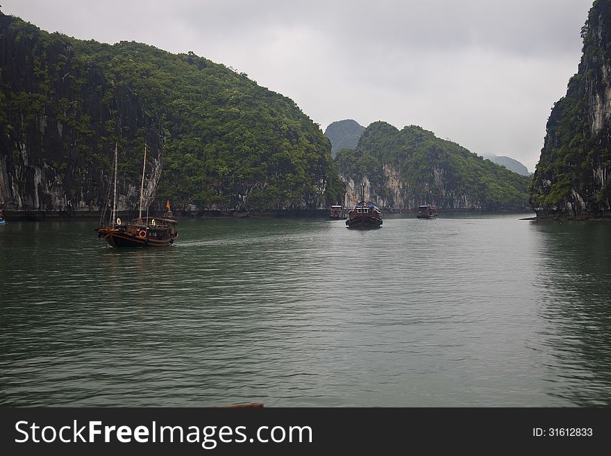 Boats in Halong Bay, Vietnam