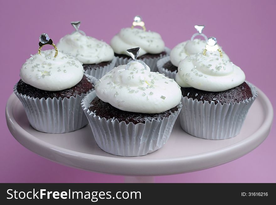 Wedding theme chocolate red velvet cupcakes