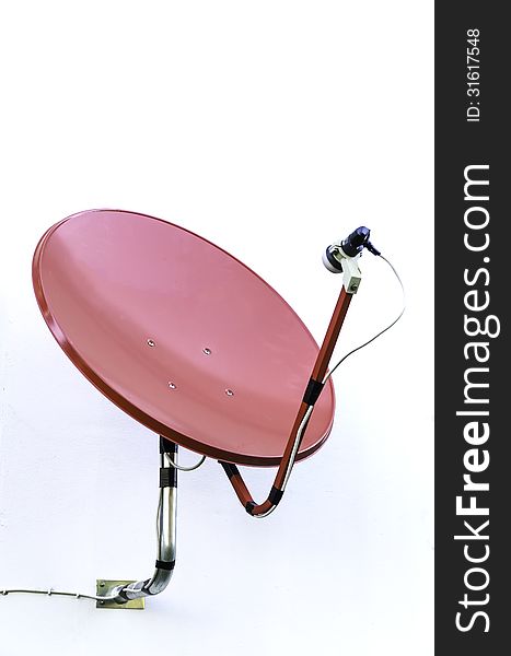 The red satellite dish with white background