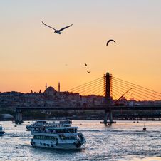 The Golden Horn And Cityscape At Sunset, Istanbul Stock Photos The Golden Horn And Cityscape At Sunset, Istanbul Stock Photos