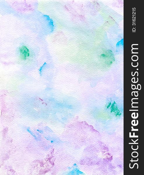 Watercolor hand painted background in pink and violet colours