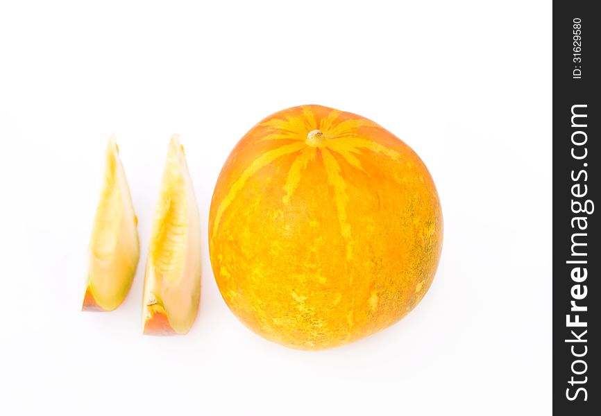 Cantaloupe melone isolated on white background