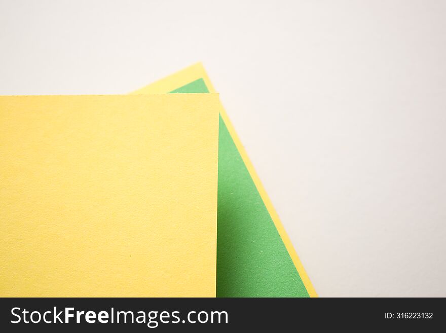 Green, yellow and white 3d geometric background, copy space