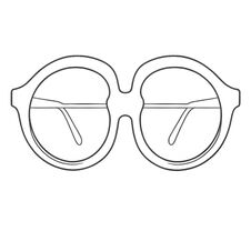 A Simple, Clean Line Drawing Of A Pair Of Round Sunglasses. The Illustration Is Minimalist, Focusing On The Outline Of The Glasses Stock Photos