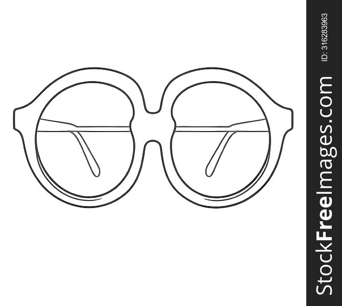 A Simple, Clean Line Drawing Of A Pair Of Round Sunglasses. The Illustration Is Minimalist, Focusing On The Outline Of The Glasses