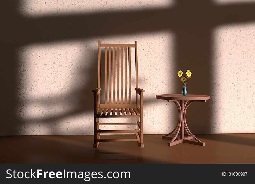 Illustration of chair room in light and shadow. Illustration of chair room in light and shadow