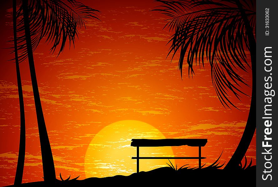 Beautiful view sunset with palm nature background. Beautiful view sunset with palm nature background