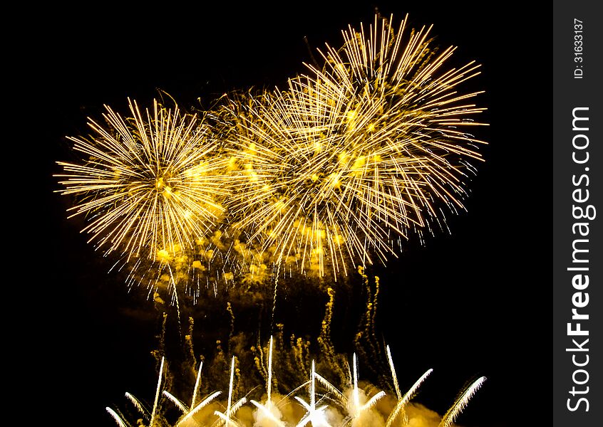 Colorful fireworks of various colors over night sky