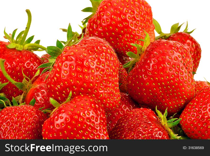 Fresh strawberries on clear white endless background. Fresh strawberries on clear white endless background.