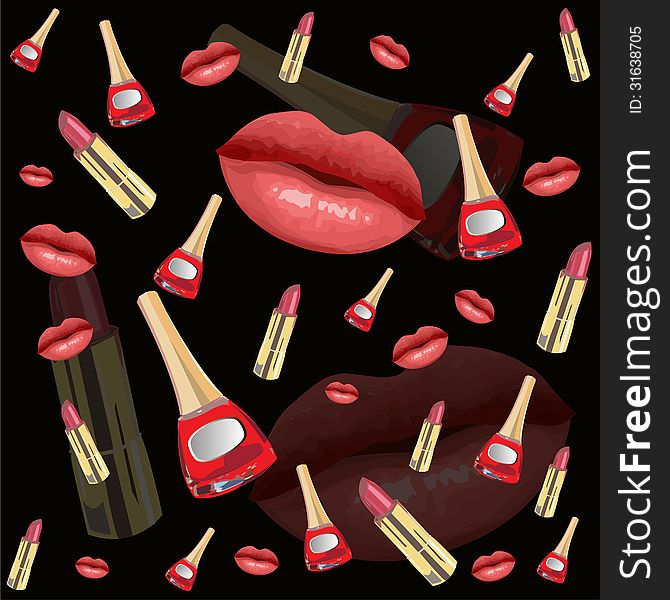 Lips seamless pattern. Vector illustration