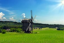 Windmills Old Landscape Stock Image