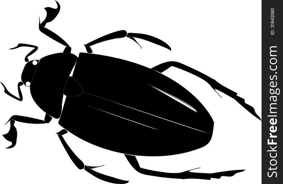 Black schematic beetle on a white background
