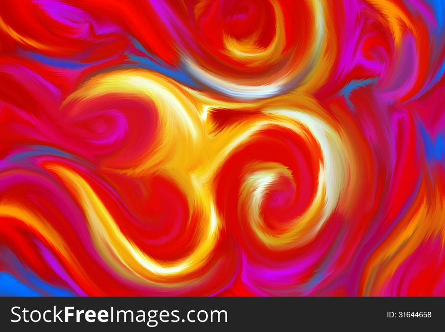 The symbol om in abstract painting format. The symbol om in abstract painting format.