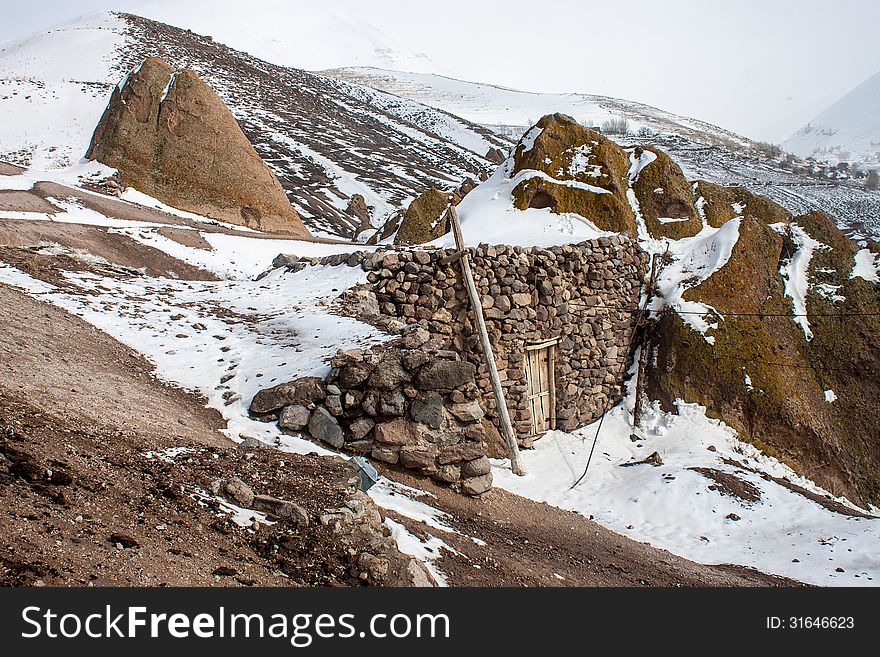 View of village Kandovan in Iran