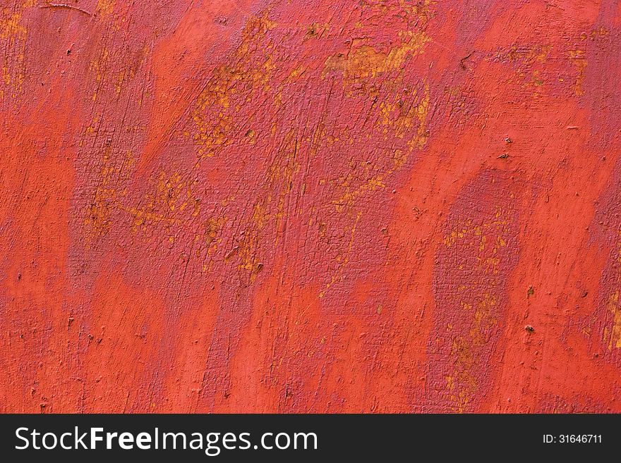 Red rusty old painted wall background. Red rusty old painted wall background