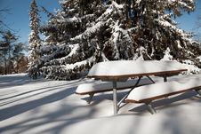 The Picnictable Under Deep Layer Of Snow In The Park Stock Photo The Picnictable Under Deep Layer Of Snow In The Park Stock Photo