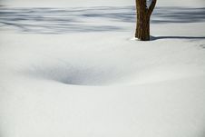 The Hole In The Snow Field Stock Photography