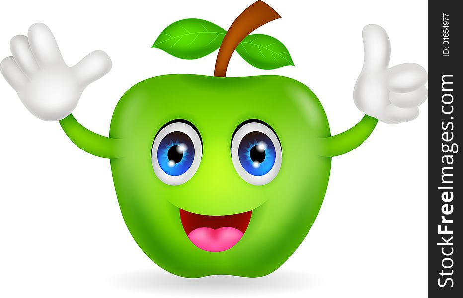 Illustration of green apple cartoon