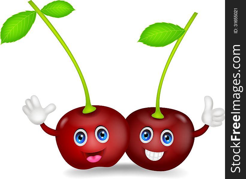 Illustration of cherries cartoon couple