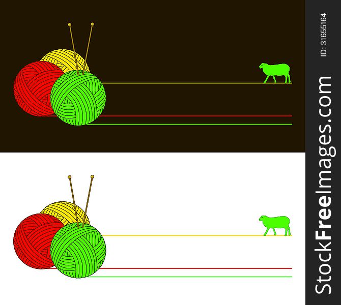 Three Balls Of Wool With Knitting Needles