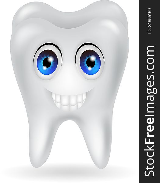 Illustration of happy tooth cartoon