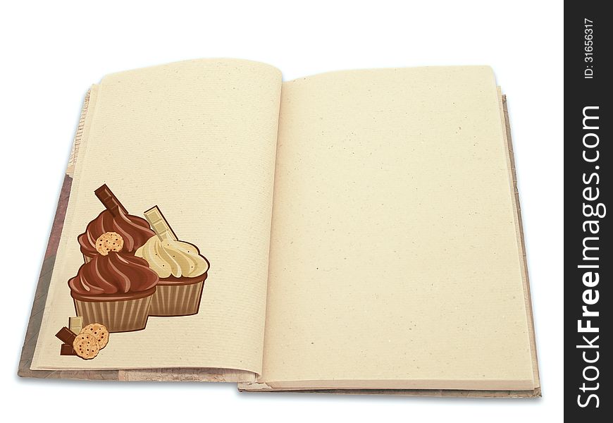 Recipe book illustrated with cupcakes