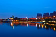 The Qujiang Pool_night_landscape_xian Stock Photo The Qujiang Pool_night_landscape_xian Stock Photo