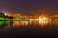 The Laser Lake Water_night_landscape_xian Stock Images