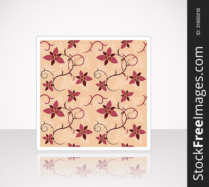 Card With Floral Seamless Pattern