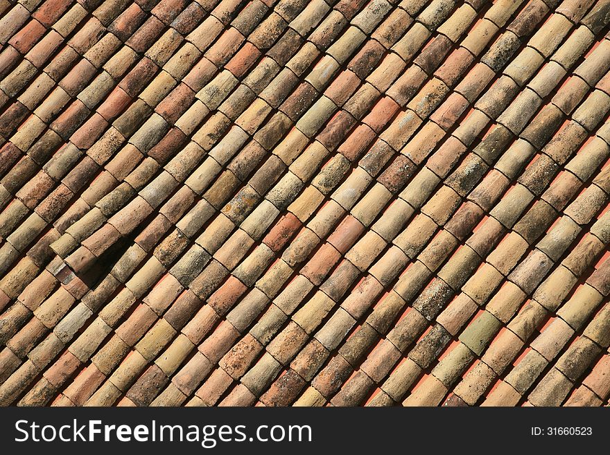 Old rustic ceramic roof tiles