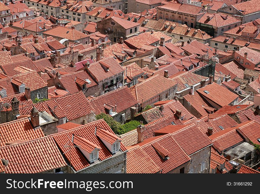 Red roofs of Dubrovnik old town