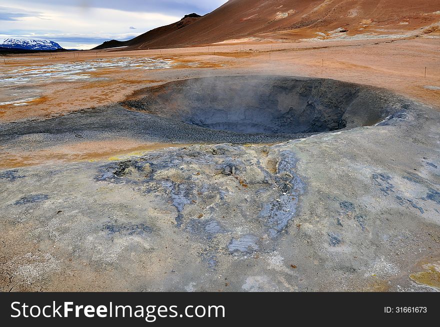 Geothermal fumarole krator in Myvatn, Iceland