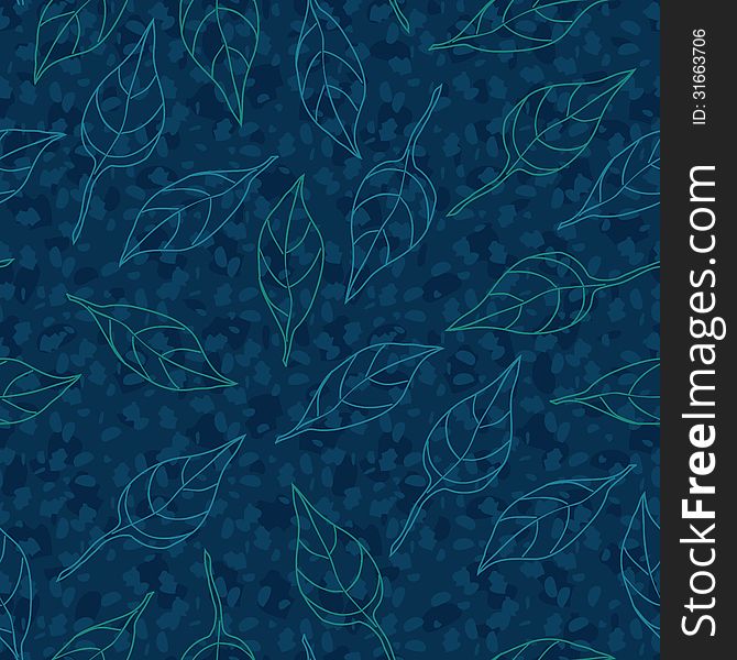 Seamless pattern with green and blue leaves. Seamless pattern with green and blue leaves