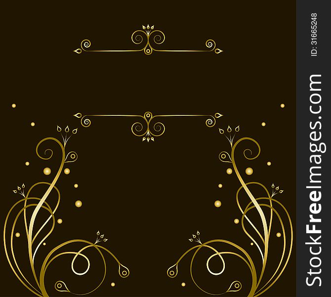 Decorative gold  tracery with frame for text