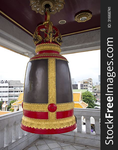 Traditional big bell in Thai temple