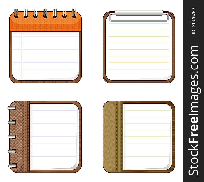 Four Icons Of Notepads