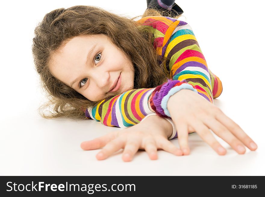 Portrait of a funny girl teenager isolated