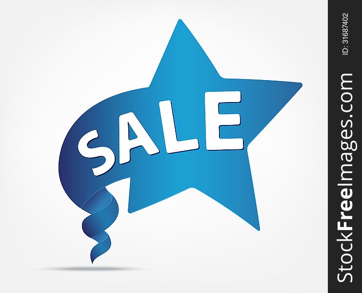 Illustration Of Blue ribbon with SALE text