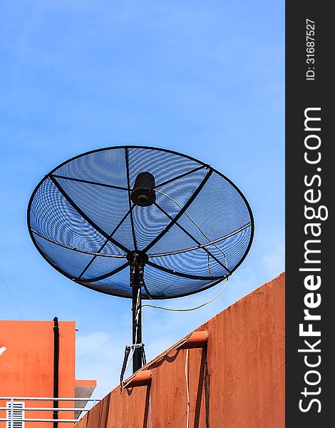 Satellite dish and blue sky