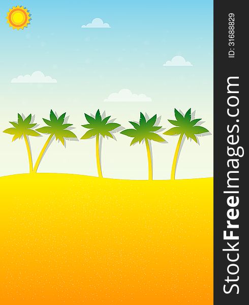 Tropical landscape with palm trees. This is file of EPS10 format.