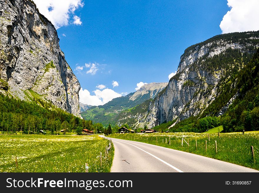 Beautiful and quiet mountain valley in Switzerland. Beautiful and quiet mountain valley in Switzerland.