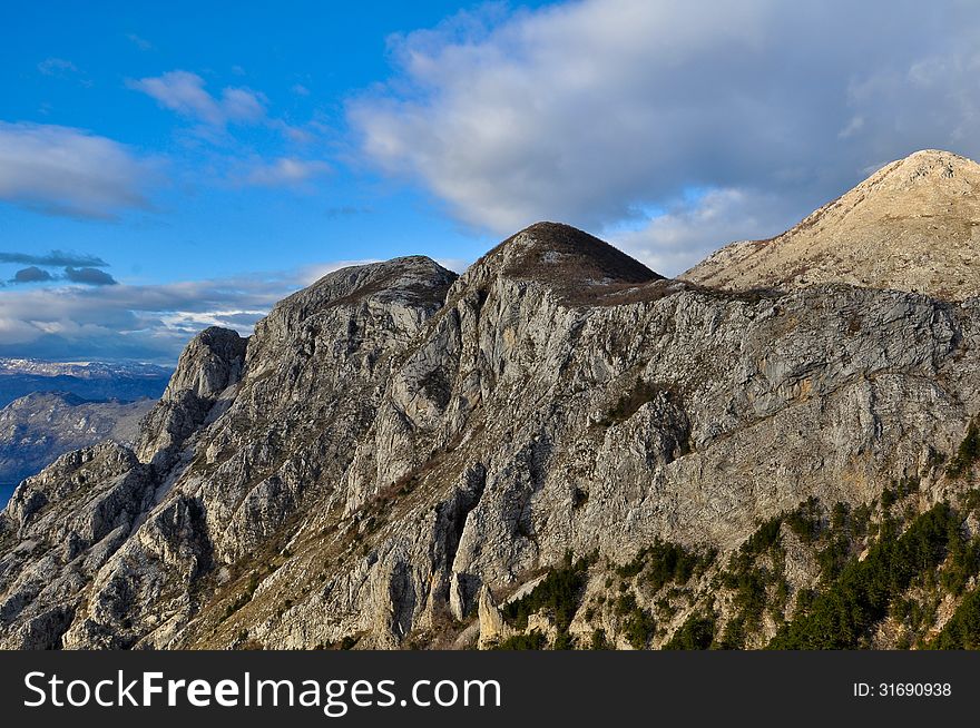 Gray Kotor Bay Mountains