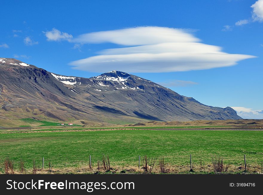 Beautiful mountain and clouds in Iceland