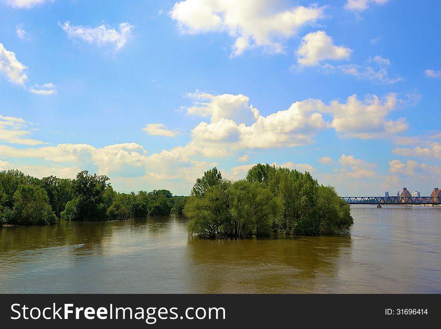 Flooded countryside in the flood